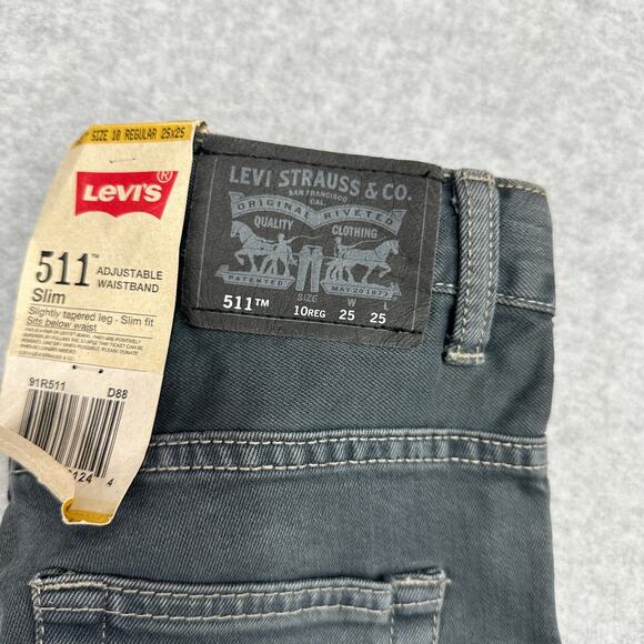 Levi's 511 Jeans Boys 10 Reg (25x25) Gray Slim Fit Adjustable Waist Tapered Leg - Picture 9 of 13